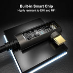 GeoHN.G USB C to C Fiber Optic Extension Cable 10M/33FT, Right Angle USB 3.2 10Gbps Long Distance Active Optical USB C Cable for VR/AR, Quest2, Webcam, Camera, Mini PC and More