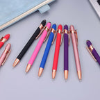 12 PCS 2 in 1 Stylus Ballpoint Pen with Stylus Tip, 1.0 mm Black Ink Metal Pen Stylus Pen for Touch Screens (Rose glod & 6 Colors)