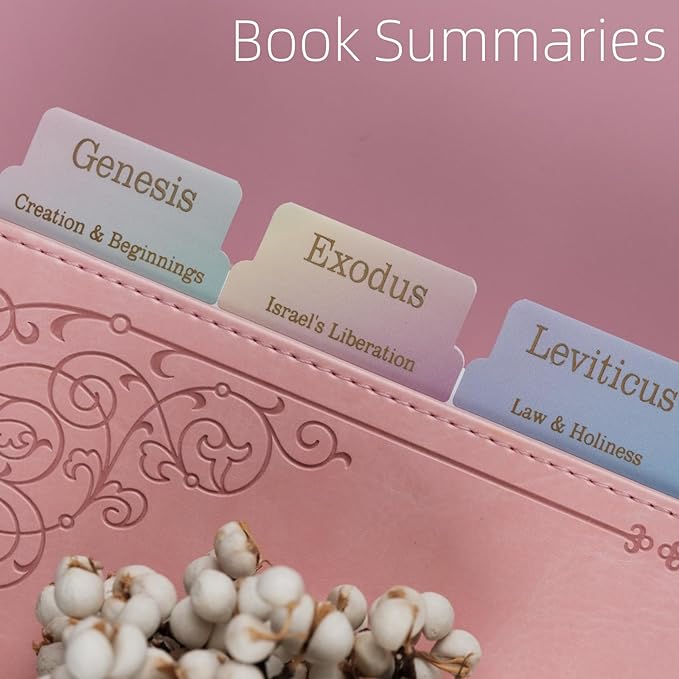 UPAFEXXI-Laminated Bible Tabs with Book Summaries(Gold Foil Embossed Lettering), Bible Tabs for Women and Men, Reposition Large Print Stickers, Easy to Read, 80Chapters Labels for Easy Navigation