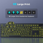 Large Print Backlit Wireless Keyboard, 2.4G Silent Wireless Light Up Keyboard, Full Size Computer Keyboards with 7 Colored Backlits, Rechargeable Keyboards for Windows, PC, Laptop