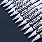 Volcanics White Liquid Chalk Markers for Blackboard Window Marker for Glass Washable Crayons Window Paint Pen Chalk Pens for Glass, 12 Pack