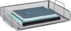 Mind Reader Stackable Paper Tray, Desktop Organizer, File Storage, Office, Metal Mesh, 13.25" L x 9.75" W x 6.25" H, 2 Pcs., Silver
