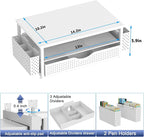 Desk Organizer and Accessories, Computer Monitor Stand Riser with Drawer and 2 Pen Holders, Office Desk Accessories & Workspace Organizers for Office Supplies (White)