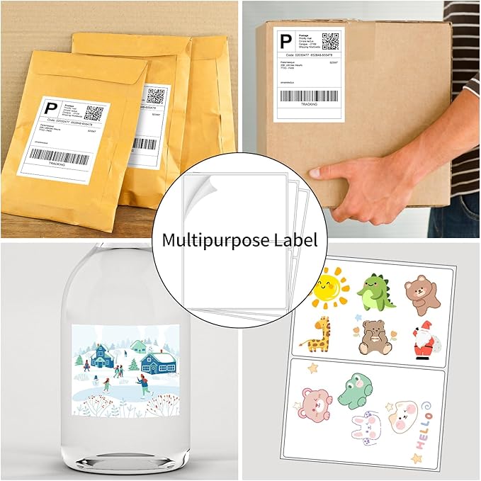 Coopaty Half Sheet Shipping Labels 8.5" x 5.5" Sticker Labels for Laser & Ink Jet Printers, 2 Per Page Self Adhesive Mailing Labels for Packages (500 Labels)