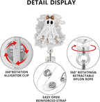 Ghost Badge Reel Retractable Badge Clips Holder with Alligator Clip Glitter Cute Halloween Spooky Badge Holders Spider Web Designs for Nurses Doctors RN EN Paramedic Medical Office
