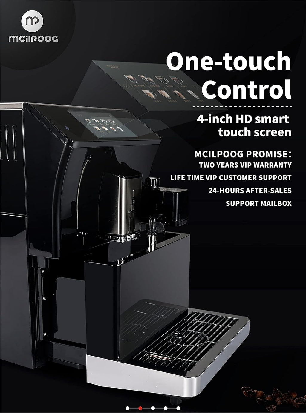Mcilpoog ws-203 fully Automatic Espresso Coffee Machine, 1300W, 16 Drink Types, 19 Bar Pump, 1.7L Water Tank
