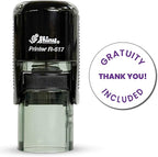 Shiny Gratuity Included Stamp, Round Self Inking Stamp for Restaurant, Bar and Retail, Purple Ink