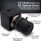 SVPRO 8MP USB Webcam with Zoom Lens,2.8-12mm Optical Zoom Camera with Sony IMX179 Sensor,High Definition Webcam3264x2448 HD Video Camera USB2.0 UVC Plug and Play Camera Support OTG