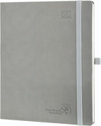 POPRUN Planner 2025-2026 (Large - 8.5'' x 10.5'') Academic Weekly Calendar (July 2025 - June 2026) with Hourly Time Slots, Monthly Tabs, 100GSM Thick Papers, Leather Soft Cover - Grey