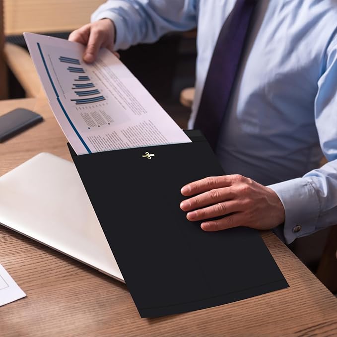 40 Pcs Extra Large Mailing Clasp Envelopes 14 x 18 Inch Jumbo Kraft Catalog Manila Envelope with Clasp Closure for Oversized Big Document Office Home Business School Storing Mailing(Black)