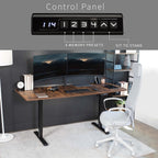 VIVO Electric 71 x 30 in Rustic Standing Desk, Memory Height Adjustment, 1B Series, Vintage Brown Top Black Frame, DESK-KIT-1B7N