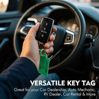 50 Car Key Tags with Labels Plastic Car Dealership Key Tags Self Locking Automotive Identifiers Blank Shop Labels with One Pen (Green)
