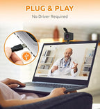 TOUCAN 1080P HD Webcam with Built-in Noise-Cancelling Mic & Privacy Shutter – Wide 90° Angle, Plug & Play USB Video Camera for Video Calls, Streaming, Home Office & Online Classes