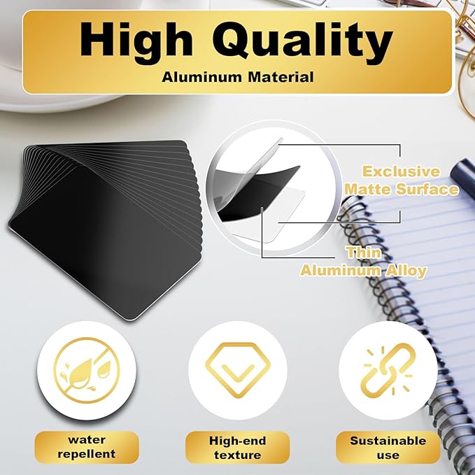 300 Pcs Metal Business Cards Black Metal Business Card Blanks for CNC Engraver Laser Engraving Reliable and Sturdy Multipurpose Aluminium Business Card Blanks Thickness 0.01 Inch