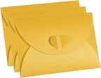 PATIKIL Gift Card Envelopes, 12 Pack Heart Shaped Clasp Small Gift Cards Holder Mini Envelope for Birthdays Weddings, Yellow