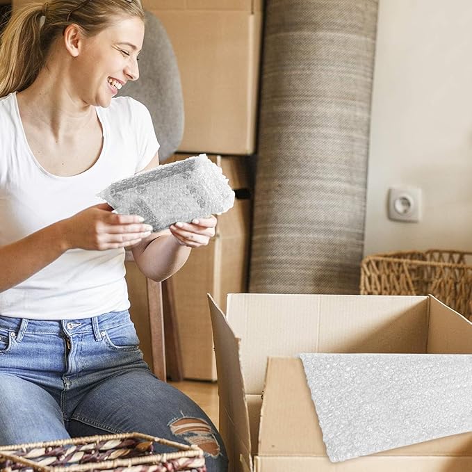 Metronic Bubble Cushioning Wrap 2 Pack 12 Inch x 72ft Total, Dense Bubble Packing Air Wrap Clear Bubble Packing Roll for Shipping and Moving Supplies, Perforated Every 12"