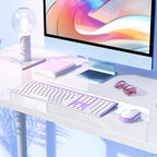 Wireless Keyboard and Mouse, Vssoplor 2.4GHz Rechargeable Compact Quiet Full-Size Keyboard and Mouse Combo with Nano USB Receiver for Windows, Laptop, PC, Notebook-Lavender Purple