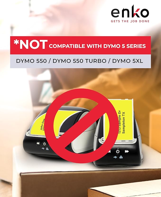 enKo [6 Rolls, 1800 Direct Thermal Labels] Yellow Colored Compatible for Dymo 30256 Label (2-5/16 x 4") Use with Dymo, Rollo Thermal Printer as Shipping & Mailing Labels