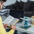 Spakon Knight Pen Holder with 2 Pens Resin Desk Organizers and Accessories Funny Executive Pen Stand Fancy Cool Office Gadgets Cool Desk Decorations for Men Home Supplies(Classic,Blue)