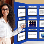 Paterr Trifold Poster Board with Storage Bag, Hook and Loop Fabric, Foldable 3 Panel Presentation Board for Science Fair and Exhibitions(Dark Blue,72 x 36 Inch)