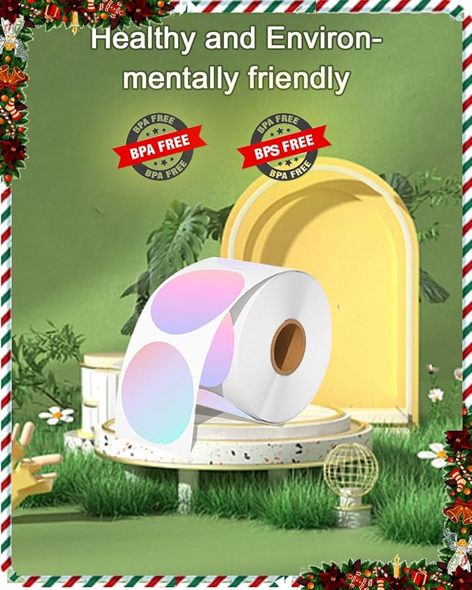 2 inch Round Thermal Labels, Thermal Printer Labels use for Barcode, Shipping, Customized, Circle Direct Thermal Stickers 500 Labels for Printer, Fantasy Purple