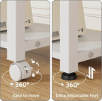 Large 22"x15" Printer Stand, 3-Tier Height Adjustable with Storage Drawer & Side Bag, Rolling Cart for Heat Press/Laser/3D Printer (White)