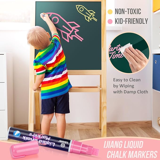 Window Chalk Markers Washable, Macaron 8 Colors Jumbo Chalk Marker Car Glass Erasable, Liquid Chalk Pens with 10mm Thick Tips for Chalkboard, Windows, Glass, Mirror, Auto, Poster, Bistro, Cars of DIY