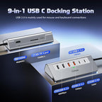 USB C Hub 10Gbps, 9-in-1 USB 3.2 Hub with 4K@60Hz HDMI, Type-C 3.2, 2 USB-A 3.2, 2 USB-A 2.0, PD 100W, SD/TF Slot, Aluminum USB Hub for Laptop, iPhone 16/15 Series, MacBook Air/Pro and More