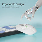 Uciefy V19 Wireless Mouse, 2.4GHz Rechargeable Mouse LED with Battery Indicator, Magnetic Computer Mice with USB Receiver & Type-C Adapter for Laptop/PC/Mac/Chromebook-White