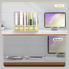 SUPEASY Desk Organizers Metal Desk Magazine File Holder with 5 Vertical Compartments Rack File Organizer for Office Desktop, Home Workspace, Gold Plus