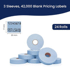 Blue Pricing Labels for Monarch 1136 Price Gun – 3 Sleeves, 24 Rolls Value Pack - 42,000 Price Marking Labels – with Ink Rolls Included
