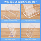 NIUBEE Acrylic Business Card Holder for Desk 4 Tier Clear Business Card Stand, Business Card Display for Office Exhibition, 520 Cards Capacity, 8 Slots