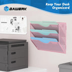 3 Tier Hanging Wall File Organizer, Mesh Mail Paper Orgnization Hanging File Folder Holder for Home Office, Pink