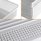 A4 Size Plastic Storage Basket,Desktop File Paper Letter Organizer Tray, 6-Packs (White)