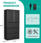 SISESOL 3 Drawer Lateral File Cabinet with Lock and Shelf,White Filing Storage Cabinet with Doors,Locking Metal Storage Cabinets with Drawers for Home,Office,Garage,School,Fit A4/Letter/Legal File