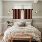 MIULEE Short Curtains for Windows - Mocha Brown Blackout Half Window Curtains Thermal Insulated Privacy Drapes for Kitchen Bedroom Bathroom Grommet Top Small Basement Tiers W40 x L36 Inch 2 Panels