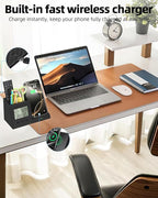 Multifunctional Pen Holder and Organizer for Desk with Wireless Charger, Digital Indoor Thermometer and Humidity Gauge, Home Office Organizers and Storage (Battery Included)