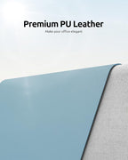 YSAGi Leather Desk Protector, Office Mat, Large Mouse Mat, Non-Slip PU Leather Blotter, Laptop Pad, Waterproof Writing Pad for Office and Home (Ice Blue, 35.4" x 17")