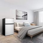 Mini Fridge With Freezer,3.2 Cu.Ft Compact Refrigerator,Mini Refrigerator With 2 Doors For Bedroom,Office,Kitchen,Apartment,Dorm(sliver)