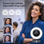 Zoomable Webcam with Remote Control, 1080P 60FPS Streaming with Ring Light and Microphone, Pro USB Webcam with 5X Digital Zoom and Privacy Cover for Zoom/Skype/Teams/PC/Laptop/Mac