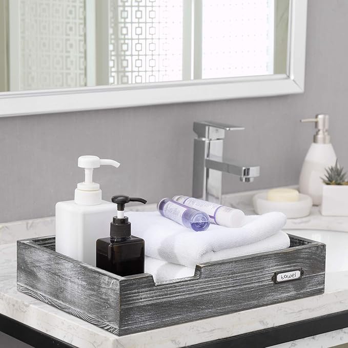 Set of 2 Ash Gray Wood Office Desktop Document Letter Paper Trays, Stackable Decorative Multipurpose File Organizer