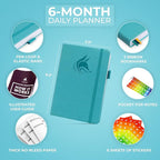 Clever Fox Daily Planner – Undated Planning Notebook with Hourly Schedule & To-Do List – Personal Day Task & Work Organizer, 6 Months (Turquoise)