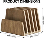 KIRIGEN Wooden Desk Mail Organizer 5 Slots File Paper Holder Desktop Wood Document Letter Holder Organizer for Home Office Dark Brown (5KWJJ-DBR)