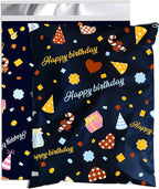 Happy Birthday Poly Mailer 12x15.5 Inch 50 Pcs, Waterproof Shipping Bags for Clothing, Tear-Resistant Mailier Bags, Strong Mailing Bags with Self-Seal
