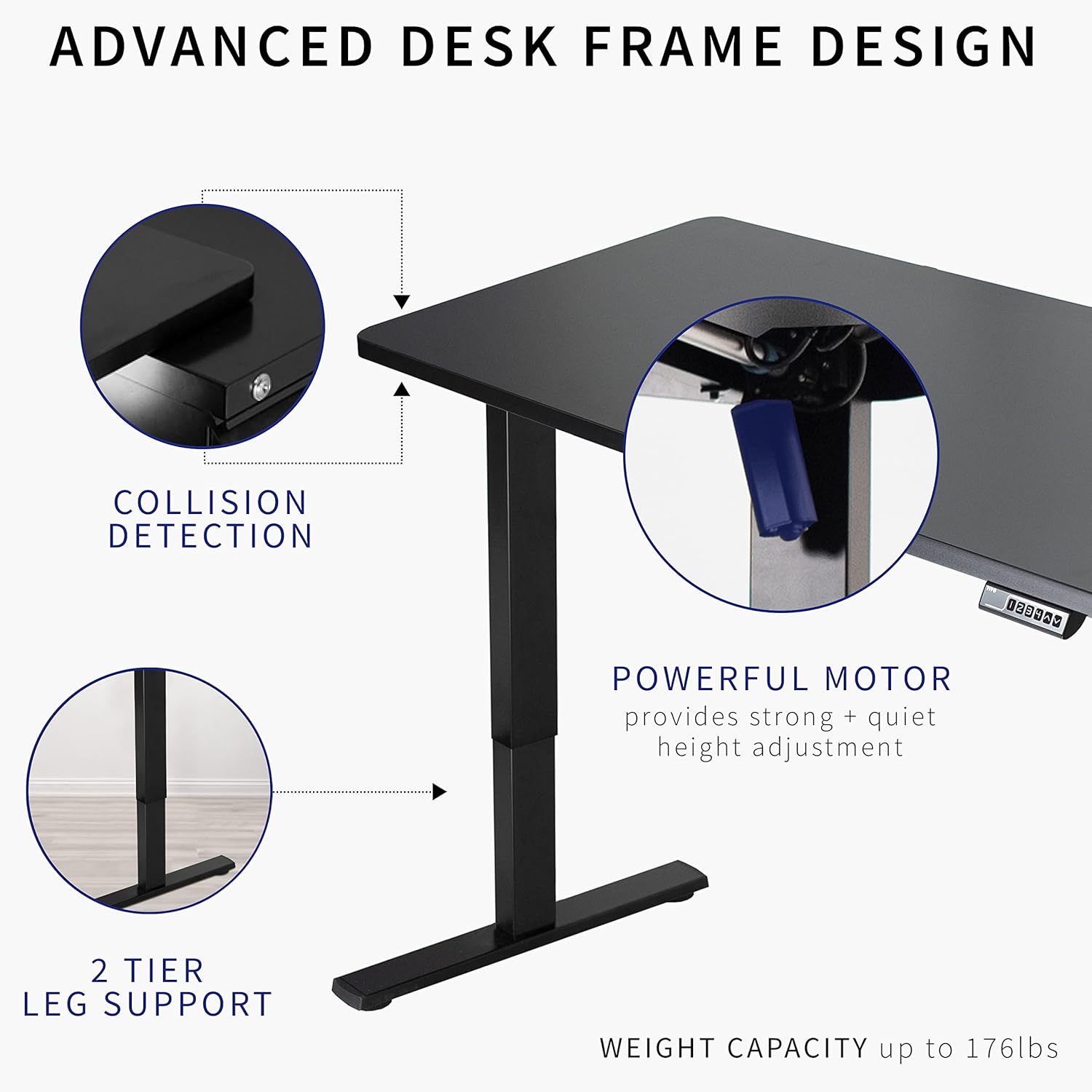 VIVO Electric 43 x 24 in Standing Desk, Memory Height Adjustment, 1B Series, One-Piece Black Top, Gray Frame, DESK-KIT-1G4B