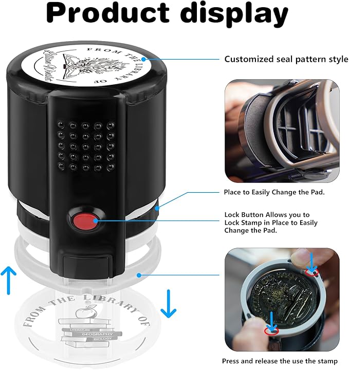 Custom Self-Inking Stamps | Personalized Book Stamp Gift for Book Lovers | 5 Ink Colors (Style05)