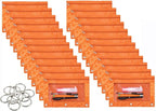 24 Packs 3 Ring Binder Pen Pencil Case Pouch Bulk Set Stationery Bag for School Class Office Orange