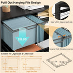 HSH Rolling Lateral File Cabinet with Storage Drawer, Black Mobile Filing Cabinet for Legal/Letter Size, Wood Metal Printer Stand with Shelves, Wheels & Hanging File Folder for Home Office Desk, 33 In