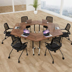 Conference Table, Folding Conference Desk Modern White, Seminar Table with Wheels, 2-10 People for Office, Meeting Break Room (6, 1915TXH, 47IN)