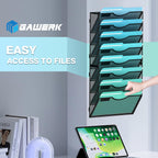 8-Tier Wall File Organizer Hanging Wall File Holder Wall Mount Paper Folder Organize, Mesh Magazine Document Mail Organizer Wall Organizer for Office School Home, Black